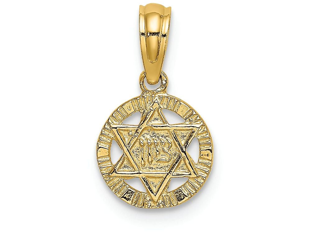 FJC Finejewelers 14k Yellow Gold Star Of David In Circleengraved - Jewish Charm