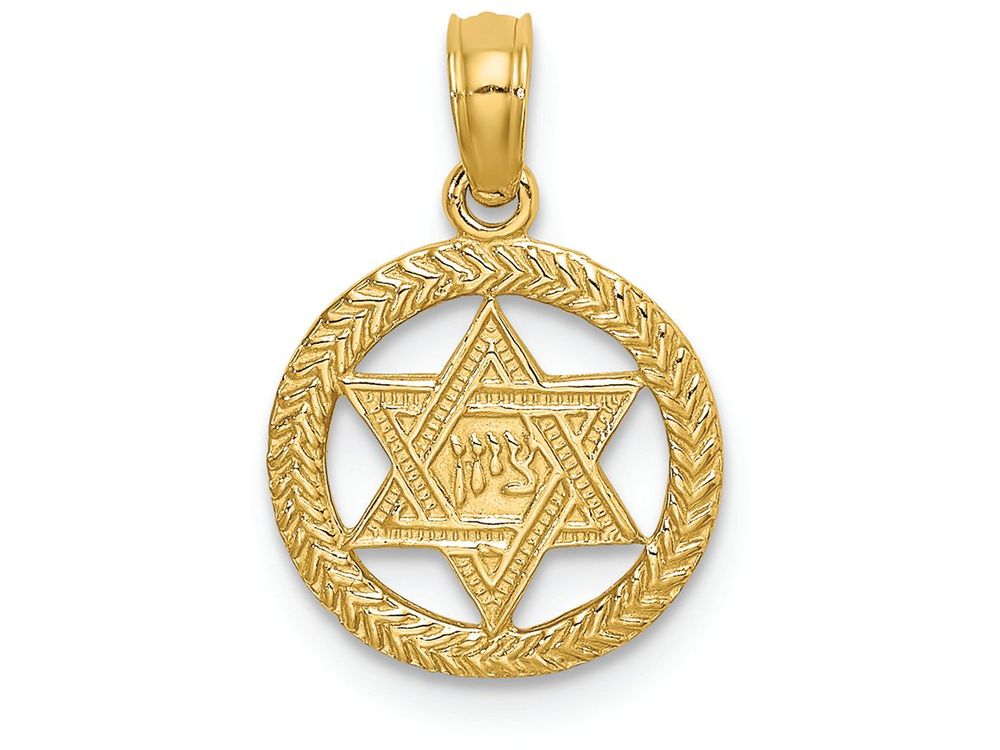 FJC Finejewelers 14k Yellow Gold Star Of David In Circleengraved - Jewish Charm