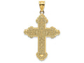 FJC Finejewelers 14k Yellow Gold Flower Centered Scroll Cross with Flower On Bottom Tip Charm
