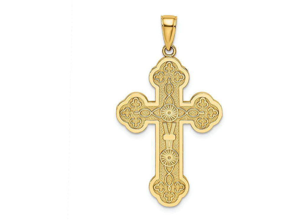FJC Finejewelers 14k Yellow Gold Scroll Cross with Sunburst Center Club Tips Charm