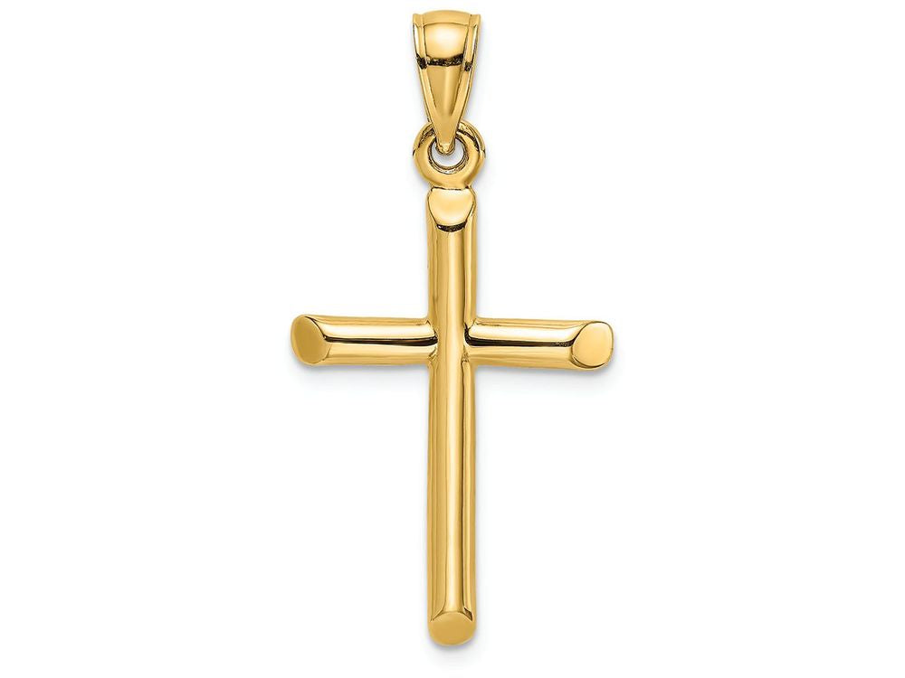 FJC Finejewelers 14k Yellow Gold Cylinder Cross Polish Angled Tips Charm