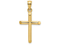 FJC Finejewelers 14k Yellow Gold Cylinder Cross Polish Angled Tips Charm