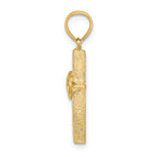 FJC Finejewelers 14k Yellow Gold Double Hearts On Stick Cross Charm