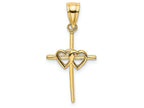 FJC Finejewelers 14k Yellow Gold Double Hearts On Stick Cross Charm
