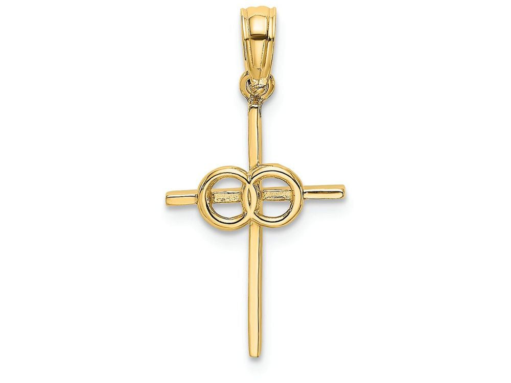 FJC Finejewelers 14k Yellow Gold Infinity Circles On Stick Cross Charm