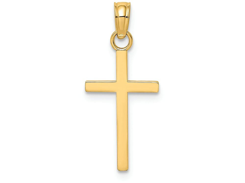 FJC Finejewelers 14k Yellow Gold Block Style Stick Cross Polish Charm