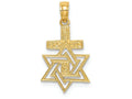 FJC Finejewelers 14k Yellow Gold Star Of David Cross Polish Engraved - Jewish Charm
