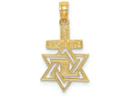 FJC Finejewelers 14k Yellow Gold Star Of David Cross Polish Engraved - Jewish Charm