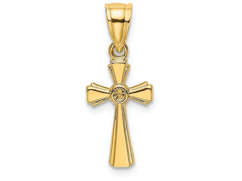FJC Finejewelers 14k Yellow Gold Mini Cross with Center Circle Charm