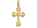 FJC Finejewelers 14k Yellow Gold Cross with Scroll Tips And Button Center Charm