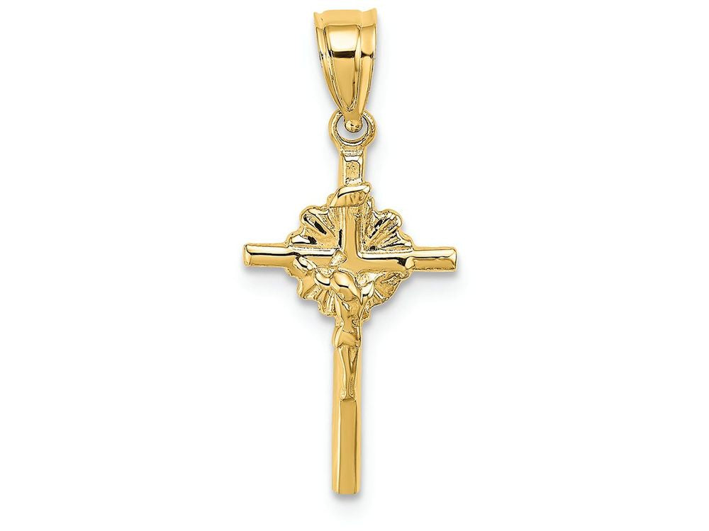 FJC Finejewelers 14k Yellow Gold Stick Crucifix with Starburst Charm