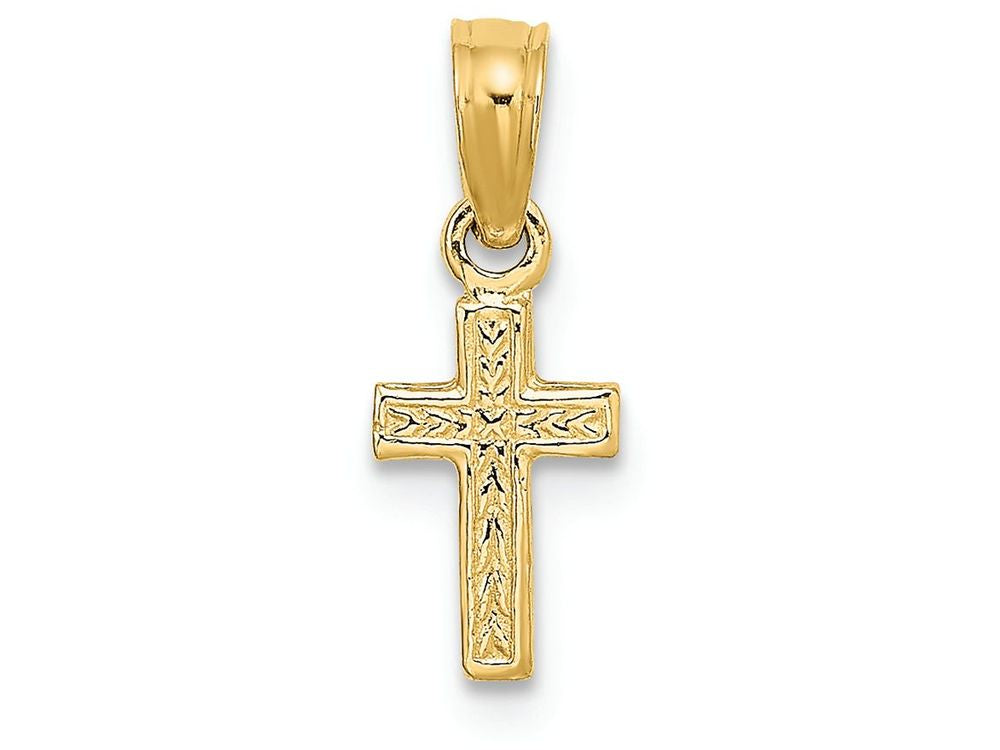 FJC Finejewelers 14k Yellow Gold Mini Cross Polish Engraved Charm