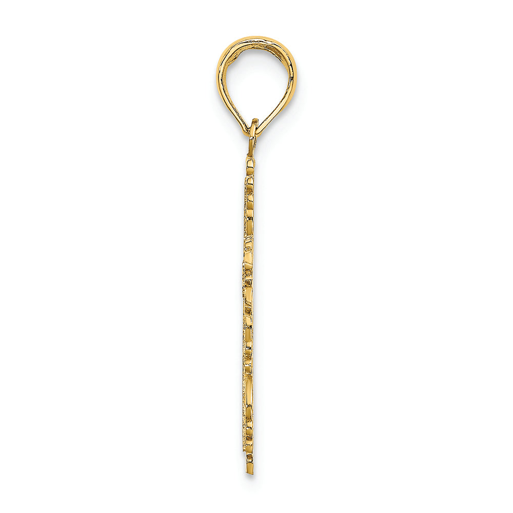 FJC Finejewelers 14k Yellow Gold Cross with Lace Trim Border Charm