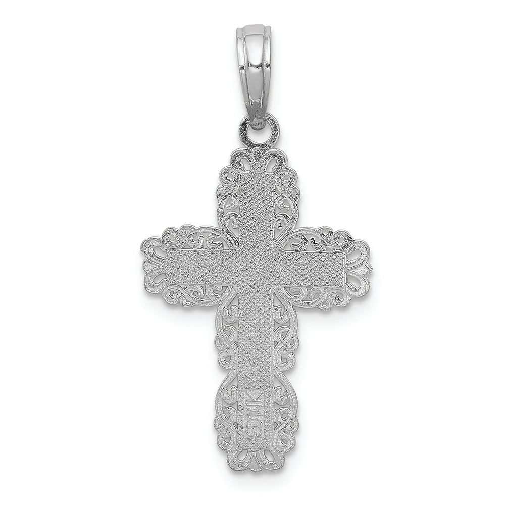 FJC Finejewelers 14k White Gold Cross with Lace Trim Border Charm