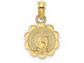 FJC Finejewelers 14k Yellow Gold Praying Hands Cross On Scalloped Round Disk Charm