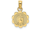 FJC Finejewelers 14k Yellow Gold Praying Hands Cross On Scalloped Round Disk Charm