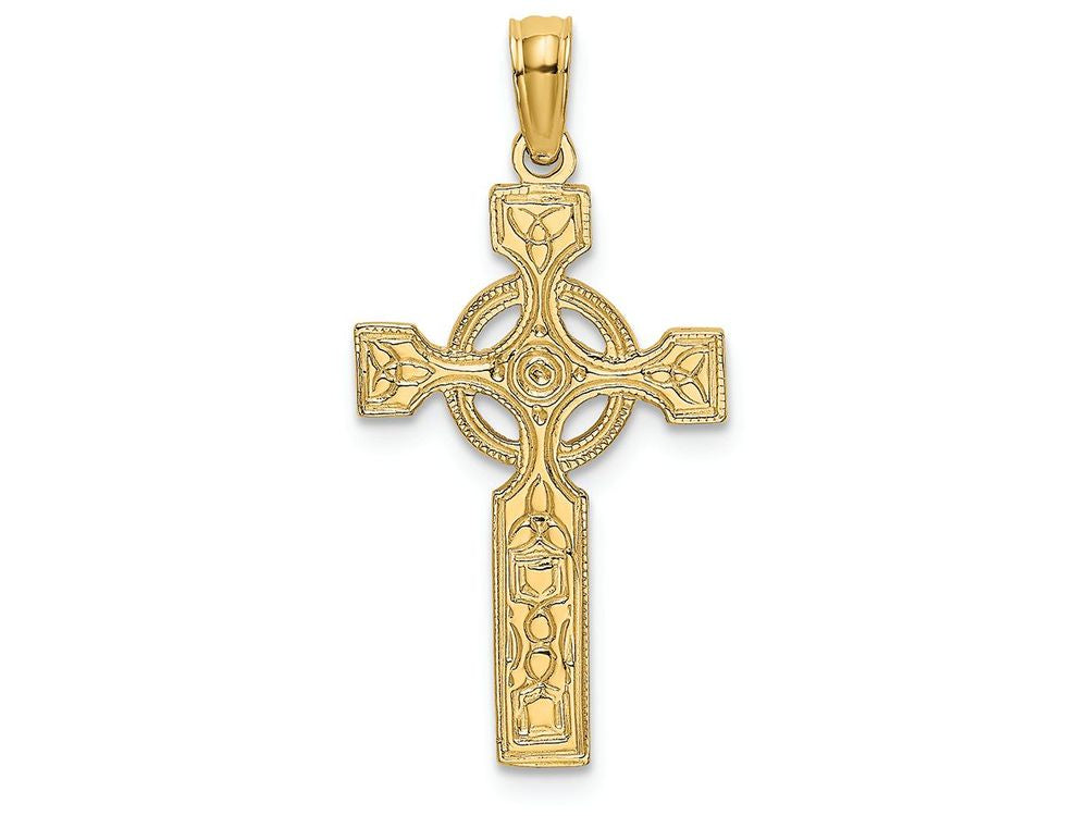 FJC Finejewelers 14k Yellow Gold Celtic Cross with Eternity Circleengraved Charm