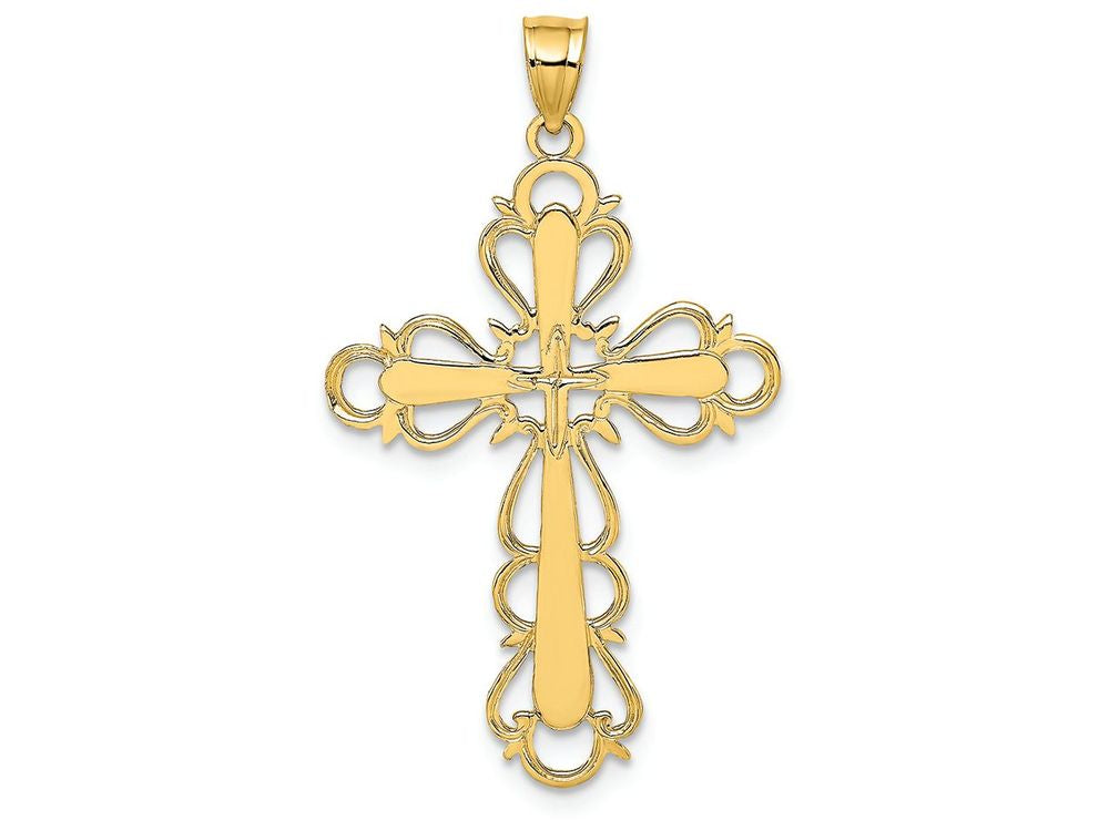 FJC Finejewelers 14k Yellow Gold Cross with Lace Trim Charm