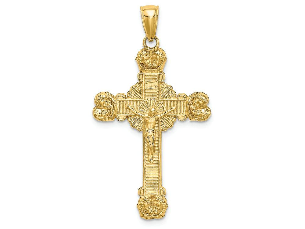 FJC Finejewelers 14k Yellow Gold Crucifix with Sunburst Charm
