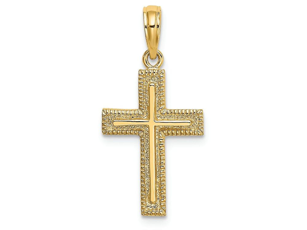 FJC Finejewelers 14k Yellow Gold Cross On Cross with Border Design Charm