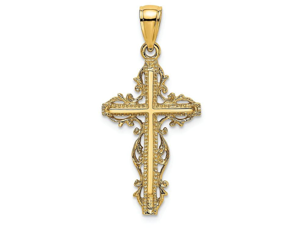 FJC Finejewelers 14k Yellow Gold Cross with Lace Trim Charm