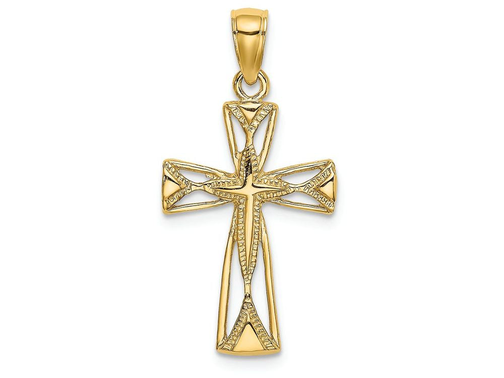FJC Finejewelers 14k Yellow Gold Cross with Triangle Tips Charm