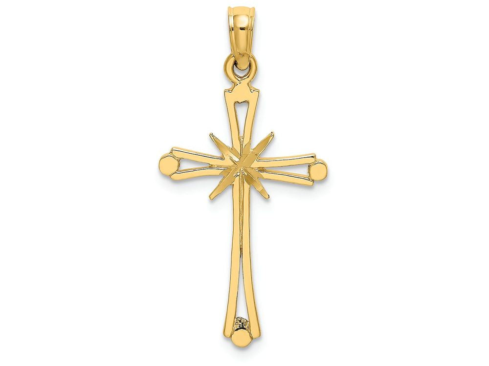 FJC Finejewelers 14k Yellow Gold Bright Cut Cross with X Center Charm