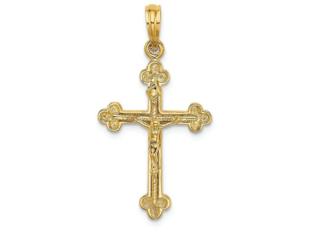 FJC Finejewelers 14k Yellow Gold Crucifix with Spade Tipsnarrow Charm