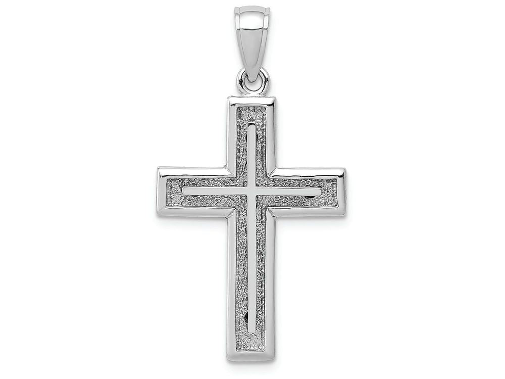 FJC Finejewelers 14k White Gold Cross On Square Edged Frame Charm