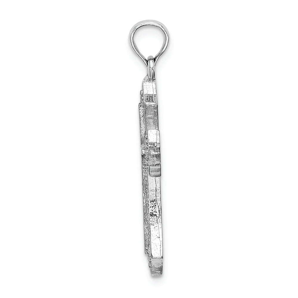 FJC Finejewelers 14k White Gold Cross with Beaded Triangle Tips Charm