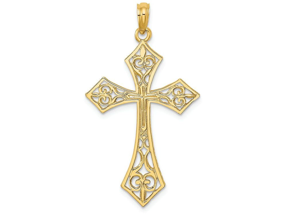 FJC Finejewelers 14k Yellow Gold Cross with Diamond Shape Filigree Tips Cross Center Charm