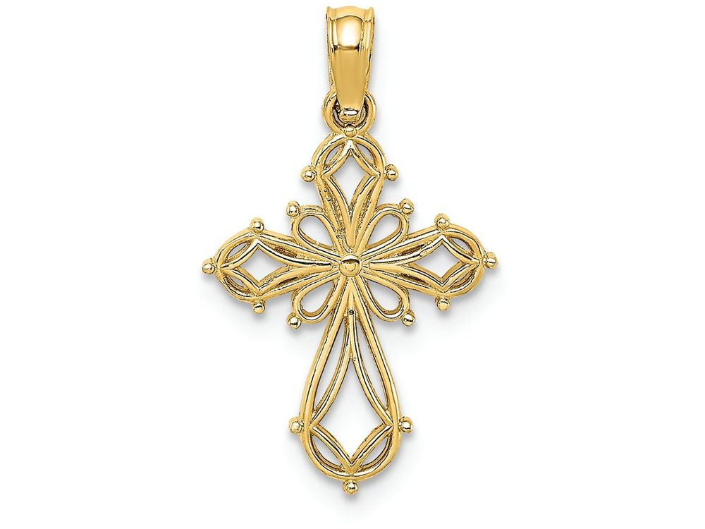 FJC Finejewelers 14k Yellow Gold Fancy Cross with Multi-shapes Charm