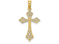 FJC Finejewelers 14k Yellow Gold Cross with Diamond Shape Filigree Tips Cross Center Charm