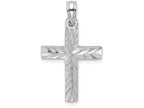 FJC Finejewelers 14k White Gold Bright Cut Block Cross with Starburst Center Charm