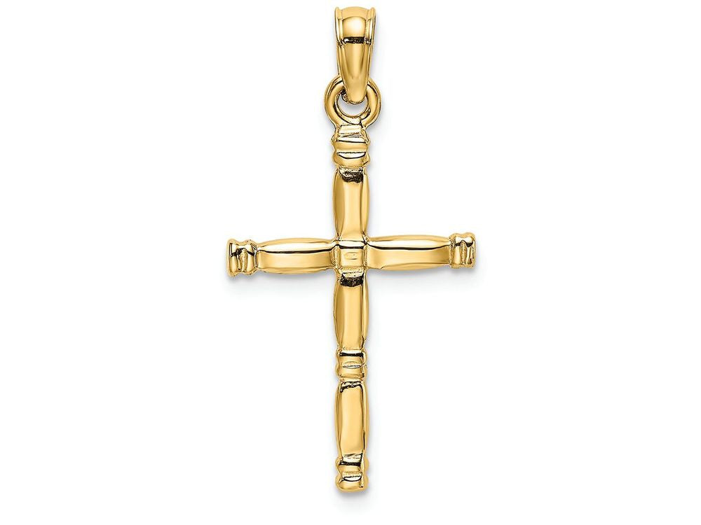 FJC Finejewelers 14k Yellow Gold 3d Cross with Quilted Accent Charm