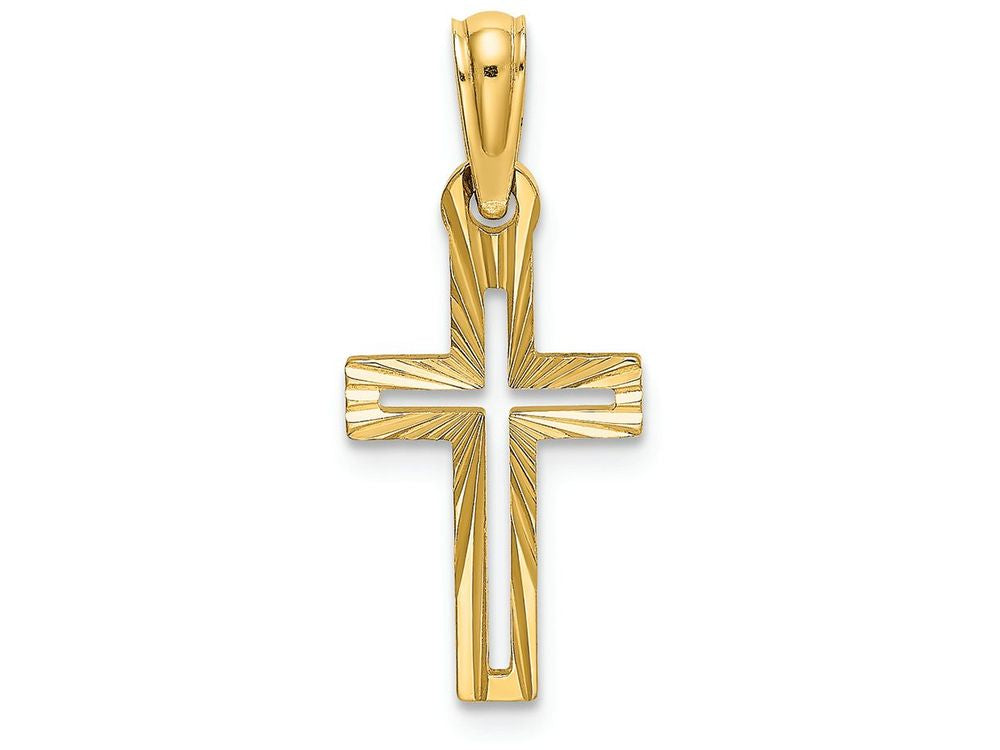 FJC Finejewelers 14k Yellow Gold Bright Cut Cross with Cross Center Charm