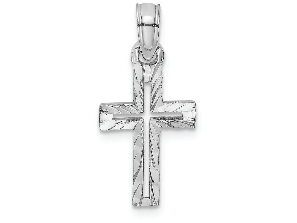 FJC Finejewelers 14k White Gold Bright Cut Cross with Cross Center Charm