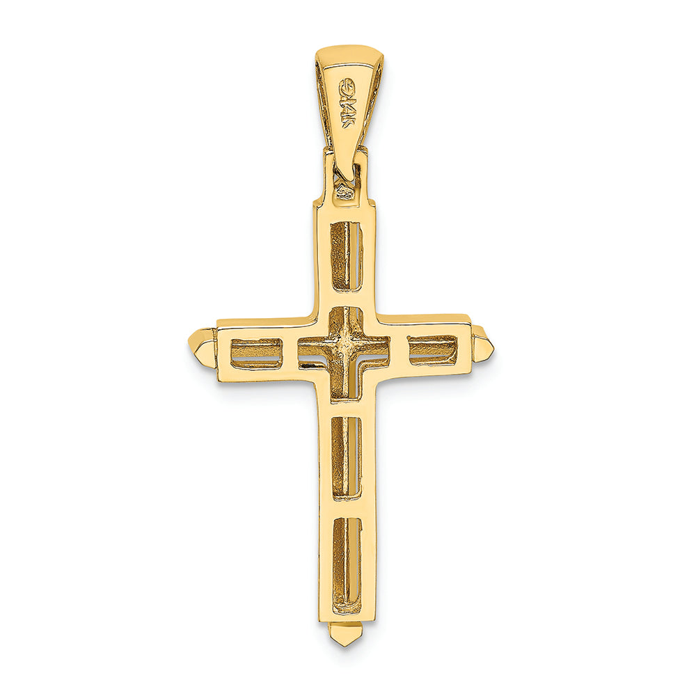 FJC Finejewelers 14k Yellow Gold Stick Cross with Frame Charm
