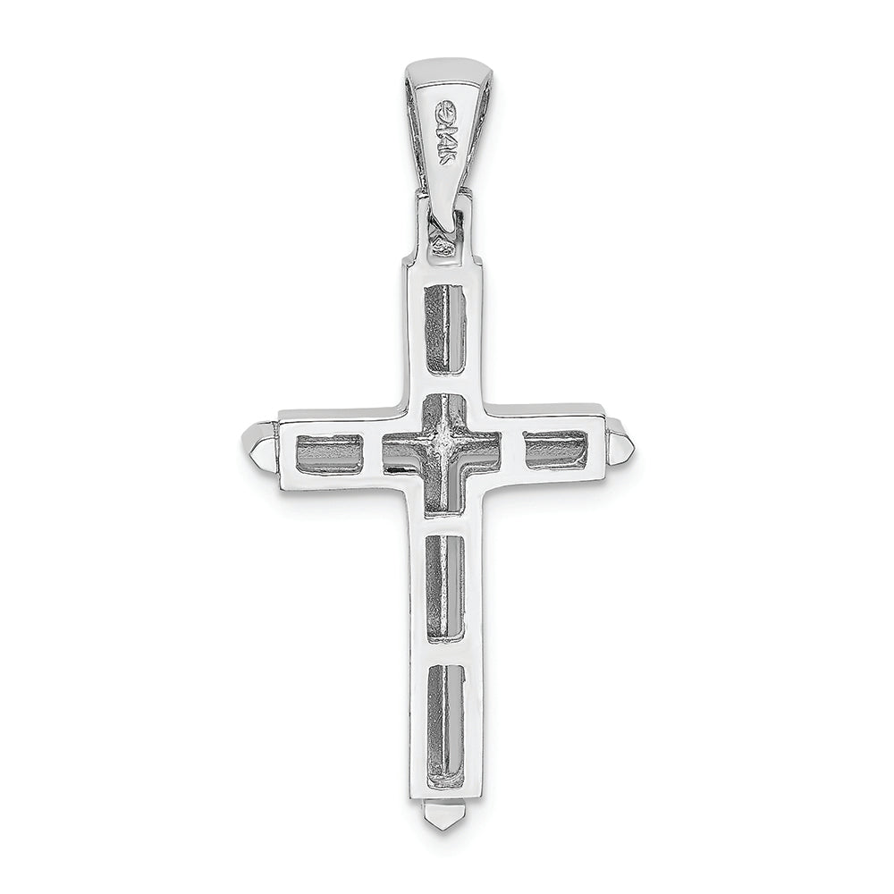FJC Finejewelers 14k White Gold Stick Cross with Frame Charm