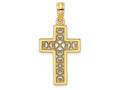 FJC Finejewelers 14k Yellow Gold Square Cross "x" Lace Center Charm