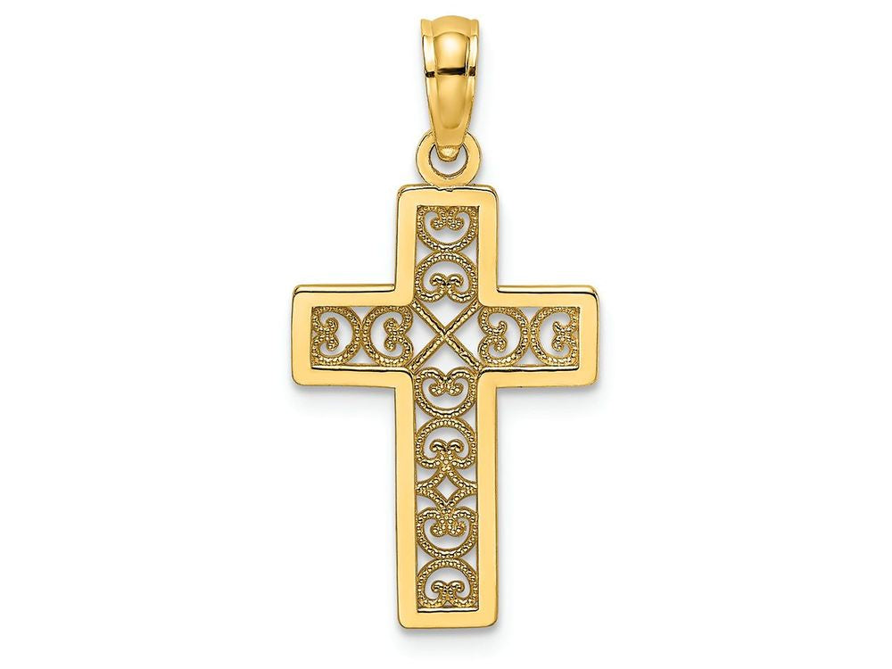 FJC Finejewelers 14k Yellow Gold Square Cross "x" Lace Center Charm