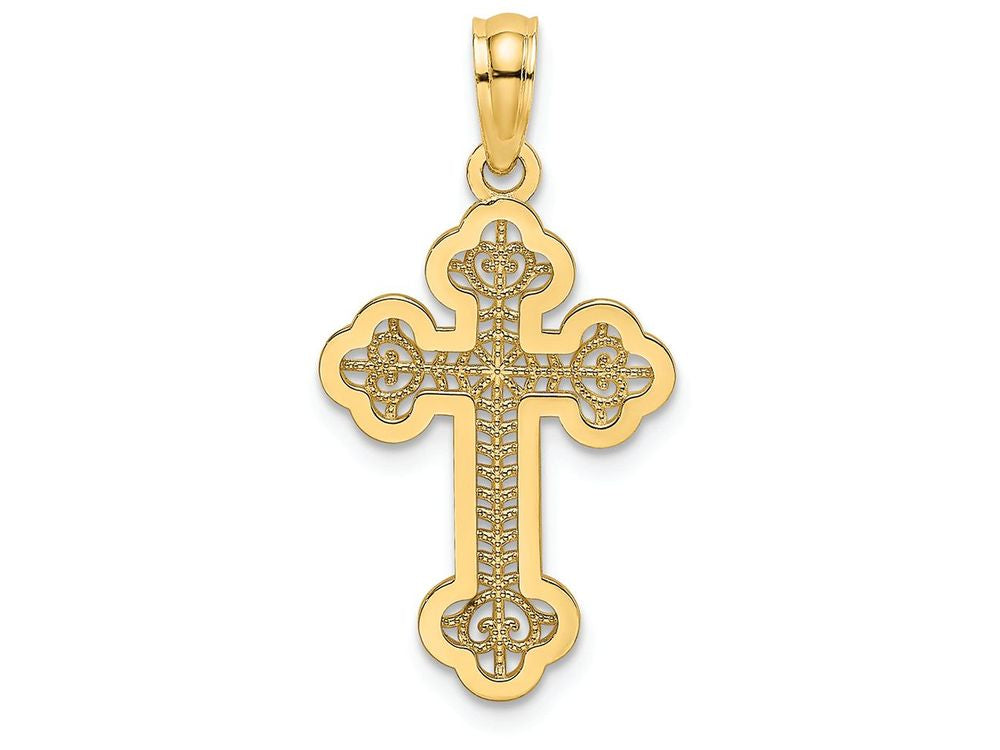 FJC Finejewelers 14k Yellow Gold Arrow Tip Lace Center Cross Charm