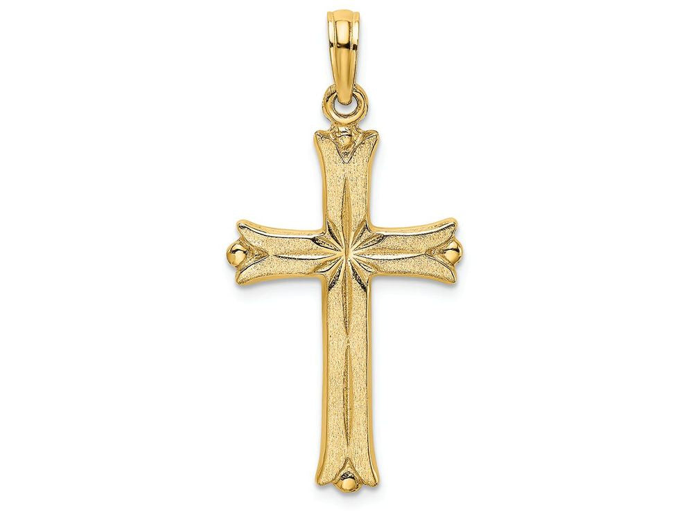 FJC Finejewelers 14k Yellow Gold Cross with Starburst Center Charm