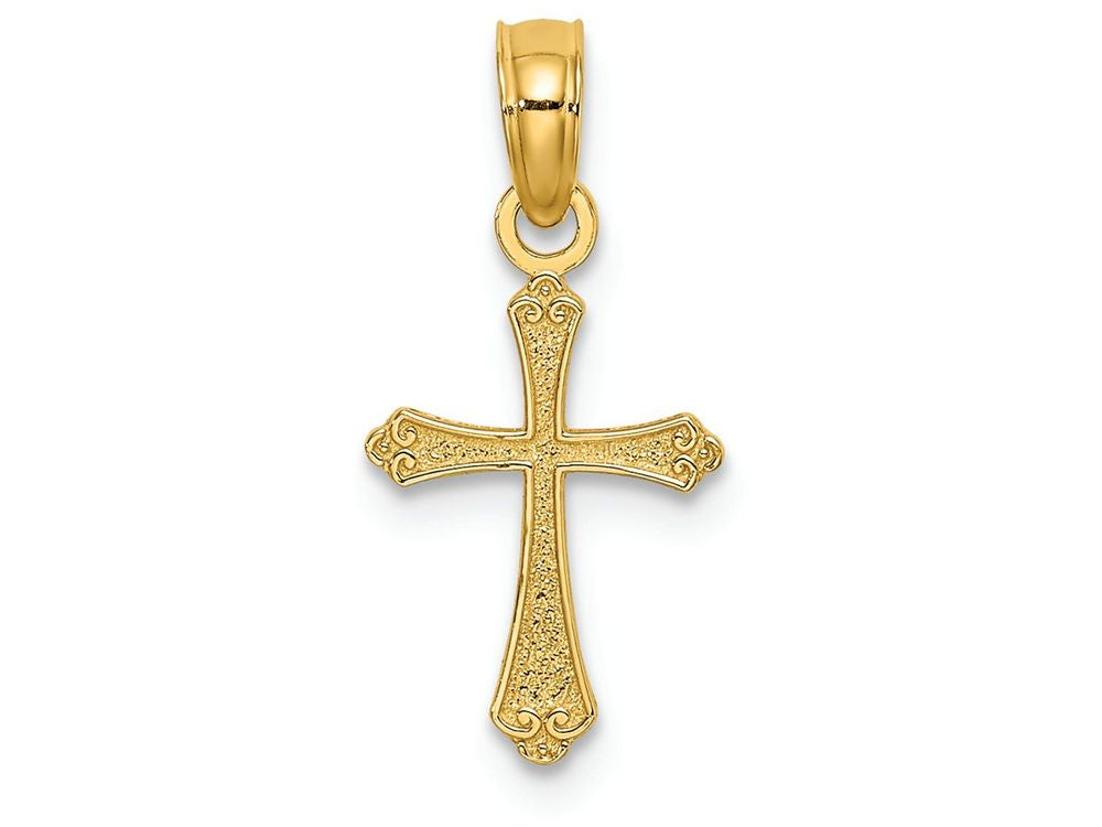 FJC Finejewelers 14k Yellow Gold Mini Cross with Scroll Tips Center Charm