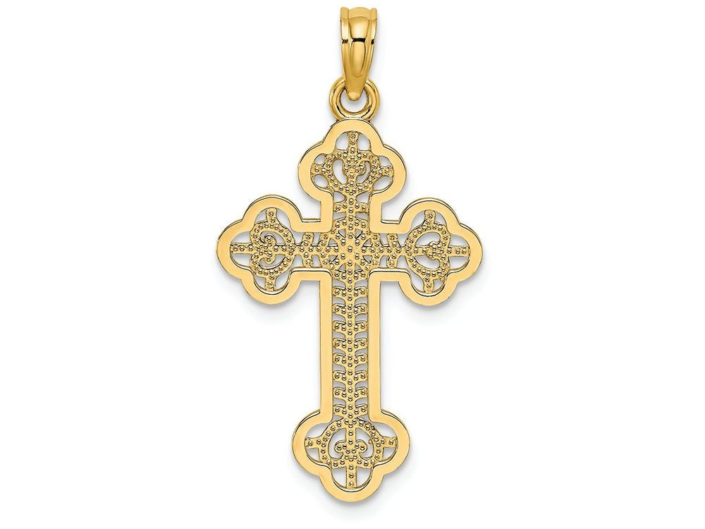 FJC Finejewelers 14k Yellow Gold Arrow Tip Lace Center Cross Charm