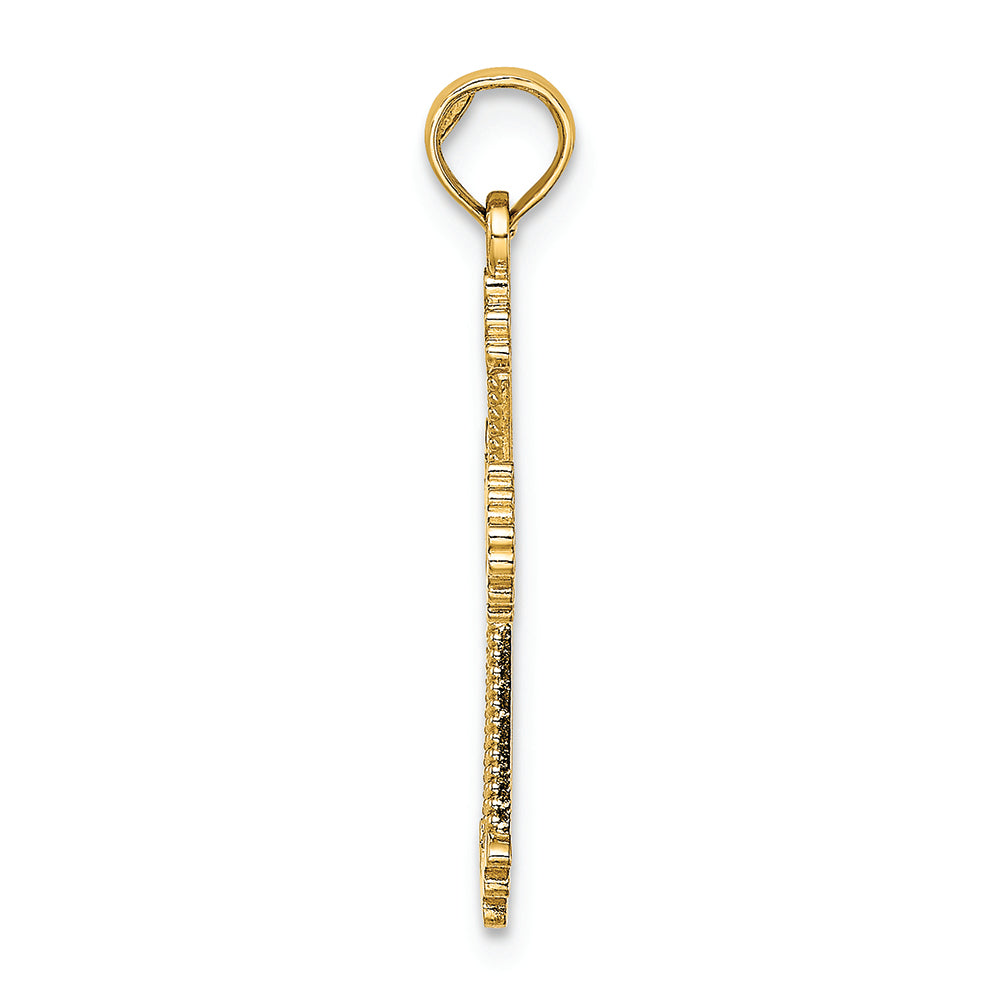 FJC Finejewelers 14k Yellow Gold Cross with Heart Center Stripes Charm