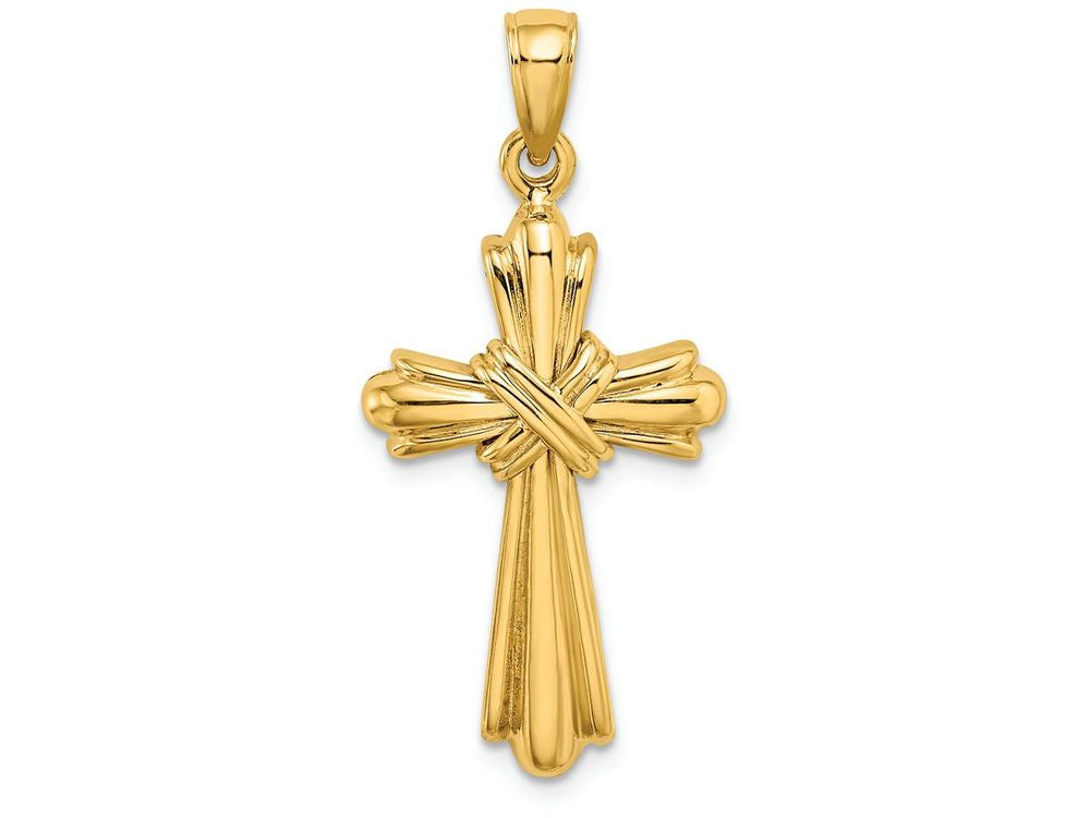 FJC Finejewelers 14k Yellow Gold Ribbed Cross "x" Center Charm