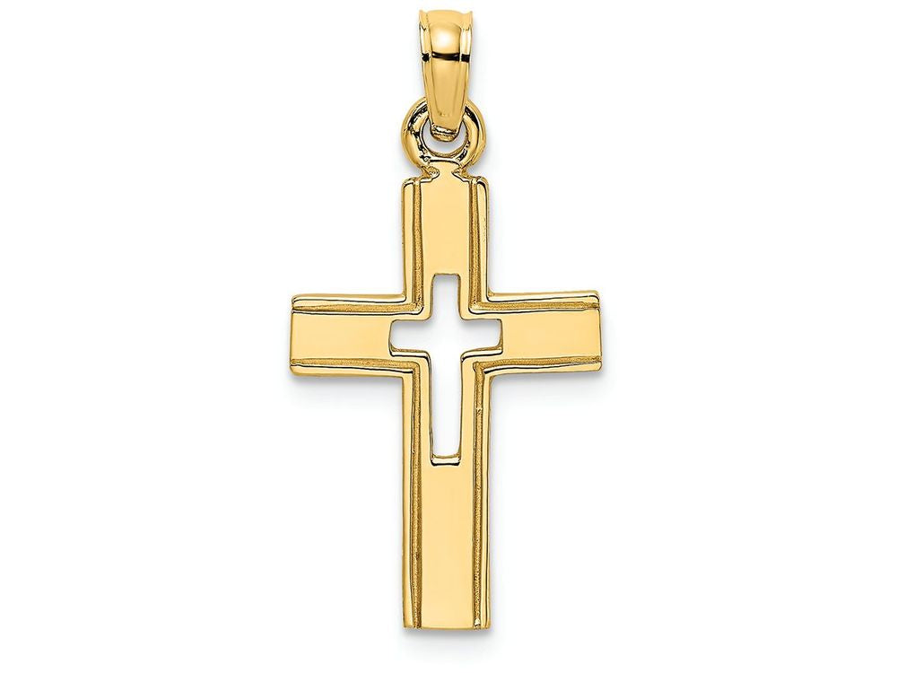 FJC Finejewelers 14k Yellow Gold Cross with Cross Center Line Frame Charm