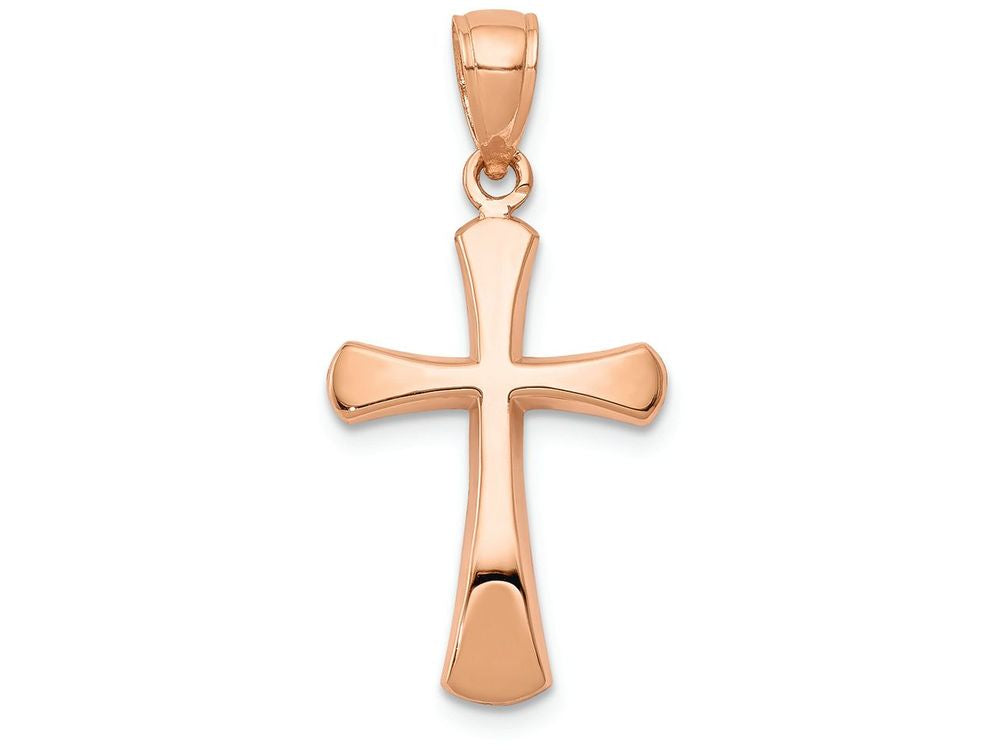 FJC Finejewelers 14k Rose Gold Beveled Cross with Round Tips Charm