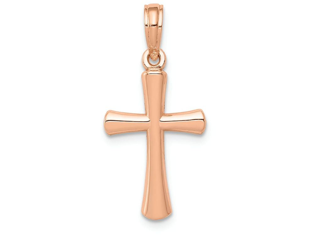 FJC Finejewelers 14k Rose Gold Beveled Cross with Round Tips Charm
